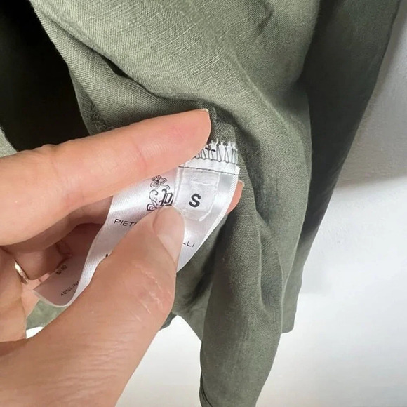 Pietro Brunelli Oversized Linen Blend Button Up Shirt Olive Green Sz S Lagenlook - Picture 11 of 12